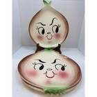 Vtg Deforest Of California Onion Ceramic Bowl And 3 Plates Anthropomorphic Rare