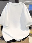 Mens Minimalist Cat Print T-shirt Pure Cotton Short Sleeve Kitten Loose Fit Top