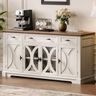 64  Farmhouse Sideboard Cabinet With 3 Drawers And 4 Doors  Buffet Cabinet Wi   