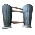 Medieval Steel Greaves Leg Armor Black Shin Guards W  Leather Straps Larp Cospla