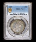 1829 Capped Bust Half Dollar Pcgs F12 - Rainbow Color - Toned E 116