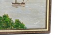 Antique Vintage Naive Primitive Folk Art Oil Painting St  Paul Paddle Steamer