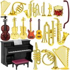 Miniature Musical Instruments Set - Violin  Guitar  Piano  Drum  Trumpet Figurin