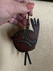 Cut Iron Metal Brown Rust Whimsical Bird Light fan Pull Chain 3   x5    Folk Art
