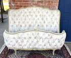 French Louis Xv Full Size Bed Painted Frame With New Tufted Upholstery