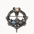 Vtg Irish Celtic Brooch Connemara Marbled Rhodium Plated Goth Grunge Medieval