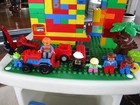 Step 2 Table W lots Assorted Lego Duplo Blocks Parts And Pieces People Cars