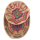 Southwestern Woven Wicker Coiled Basket boho Decor colorful Vtg Coiled Basket