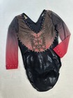Gk Elite Gymnastics Leotard Competition Swarovski Rhinestone Bling Black Red  Cm