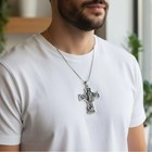 Large Saint Michael Cross Pendant In Sterling Silver