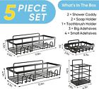 5 Pack Shower Caddy Adhesive Shower Organizer For Bathroom Storage   Kitchen