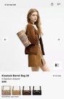 Coach Kiss Lock Barrel Shoulder Bag  Signature Logo Jacquard  Khaki light Peach