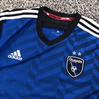 Adidas San Jose Earthquakes Jersey Size L Mls 2014 Home Blue Authentic Kit Read