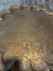 Vtg Solid Brass Tray Decorated Indian Deities Scalloped Edge 23 75    Engraving