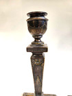 Antique German Neo Classic Shabbat Candlesticks Silver Plated Brass Weighted