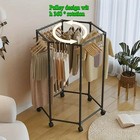 Hexagonal Rotating Mobile Clothes Drying Rack sturdy Metal Freestanding Laundry