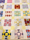 Yellow Star Block Quilt Hand Stitched  Vintage 67   x82   