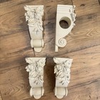 Decorative Wood Wall Corbels With Floral Design  Set Of 4  Rustic Ivory White