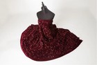 Burgundy Stretch Velvet Fabric Sparkly Spandex Costumes Dancewear
