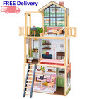 Kidkraft Pop-up-n-play Wooden Dollhouse 3 Stories 51 Accessories New