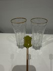Vintage St-germain Distillery Advertising Glasses With Gold Rim And Stirrers Set