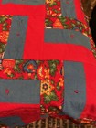 Handmade Reversible Christmas Quilt 70x80 Holiday Patchwork Tied Blanket Full