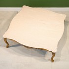 French Square Large Mahogany With Gold Leaf Solid Cream Marble Top