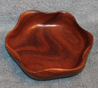 Vintage Monkey Pod Wood Bowl Hand Carved Hardwood Mid Century Scalloped 6 