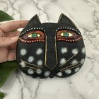 Vintage 1999 Laurel Burch Painted Resin Mask Midnight Leopard Cat Wall Art
