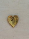 Vintage Solid Gold Tone Heart Brooch Pin Beautiful Filigree Valentine Love