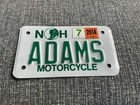New Hampshire Vanity Motorcycle Plate    adams    A Nice Collectible For Dude Adam