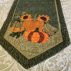 Quilted Pumpkin Table Runner  13x34    Country Primitive Fall Autumn Thanksgiving