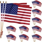  Pcs Small American Flag On Stick 12x18 In Mini Small Us Flags Handheld 100