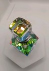 Modern Faceted Art Glass Perfume Bottle 2 1 2  With Iridescent Prism Base