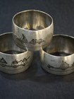 Antique Unique3  Napkin Rings Iraqi Niello Sterling  Silver          Amarah 64 G R4