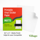500 Sheets Matte Printable Vinyl Sticker Paper 8 5x11 Inkjet Laser Bulk Pack