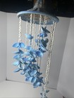 Seashell Windchime Blue  And White Painted Seashells 30    Length Rattan Hat