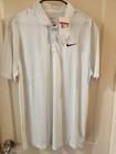 Nike Men s Fit Dry Tennis Polo Shirt Size Large White W  Gray Stripes