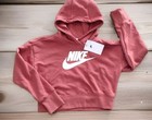 New Nike Hoodie Girls Medium Coral Cropped Pullover Sweatshirt