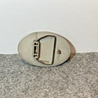 John Deere Leaping Deer Log Wheat Field Brass Belt Buckle Jostens Vintage  rare 