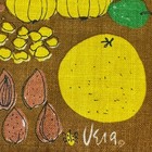 Vera Neumann Linen Towel     Mid Century Lemons   Nuts Print Brown Yellow Vintage
