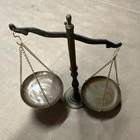 Vintage Brass Balance Scale Decorative With Metal Pans And Chains