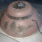 Vintage Pink Ceiling Light Fixture Shade Bowl Art Deco Glass Grapes Leaves