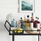 Sally Rolling Bar Or Cart For Tea Or Cocktail  2-tiered Glass And Metal  Black