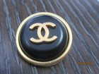 Chanel 1  Gold Metal  Cc Logo  Black  Button 20 Mm New 1 Pc