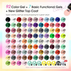 100pcs Gel Nail Polish Set  92 Pcs Colors Gel Polish Set With 8 Bottles Of Base