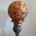 Art Nouveau  Victorian Revival End Of Day Lamp With Czechoslovak Glass Globe