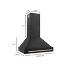 Zline 36  New Pro Wall Range Hood Black Stainless Gold Accent Bs655z-36-g