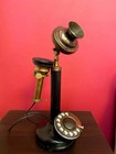 Antique Brass Candle Stick Rotary Dial Working Telephone Vintage Landline Phones