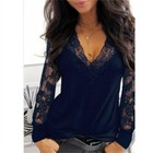 Ladies T-shirt Pullover Blouse Lace Tops Womens Casual Long Sleeve V-neck